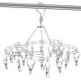 DricRoda Clip and Drip Hanger, Socks Drying Rack Laundry Hangers with 20 Clips, Stainless Steel Drip Hanger Bras Drying Rack for Baby Clothes, Underwear, Pants, Hat, Gloves (Flower)