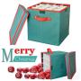 2win2buy Christmas Ornament Storage Boxes Containers Adjustable 64 Compartment Cube Organizer with Dividers Xmas Storage Chest Keeps Holiday Decorations Clean and Dry for Next Season 12x12x12 - Green