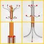 HLR-Coat Racks Free Standing Coat Rack Floor Stainless Steel Hangers Bedroom Interior Drying Clothes Rack Home Wood (Color : Silver)