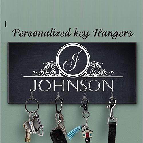 Black White Key Holder for wall, Monogram key holder, Personalized key hanger, Charcoal Key Holder, Key Hanger, Family name Wall Key Rack, Last name key rack, Custom Gift, Wedding Gift, Closing Gift