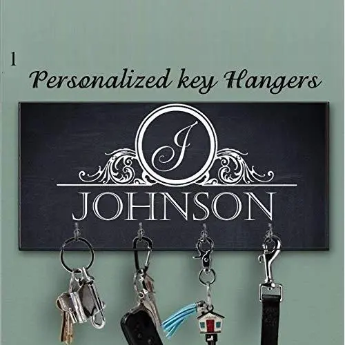 Black White Key Holder for wall, Monogram key holder, Personalized key hanger, Charcoal Key Holder, Key Hanger, Family name Wall Key Rack, Last name key rack, Custom Gift, Wedding Gift, Closing Gift Black White Key Holder for wall, Monogram key holder, Personalized key hanger, Charcoal Key Holder, Key Hanger, Family name Wall Key Rack, Last name key rack, Custom Gift, Wedding Gift, Closing Gift