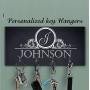 Black White Key Holder for wall, Monogram key holder, Personalized key hanger, Charcoal Key Holder, Key Hanger, Family name Wall Key Rack, Last name key rack, Custom Gift, Wedding Gift, Closing Gift