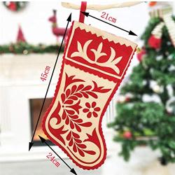 Christmas Stocking Xmas Ornament Floral Printed Tree Hanger Candy Bag for Gift Decorating Silverware Holder Pockets Fork and Knives Pocket