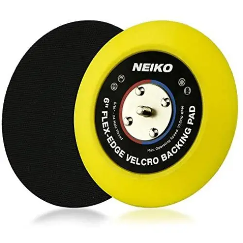 Neiko 30267A Flexible Edge Hook and Loop PU Backing Pad for DA Sander Polisher Buffer | 6-Inch, 10,000 RPM, 5/16''-24 Thread Neiko 30267A Flexible Edge Hook and Loop PU Backing Pad for DA Sander Polisher Buffer | 6-Inch, 10,000 RPM, 5/16''-24 Thread