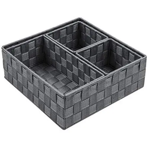 Posprica Woven Storage Boxes Cube Basket Bin Container Tote Organizer Divider for Drawer,Closet,Shelf, Dresser,Set of 4 (Grey) Posprica Woven Storage Boxes Cube Basket Bin Container Tote Organizer Divider for Drawer,Closet,Shelf, Dresser,Set of 4 (Grey)