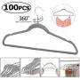ZENY Pack of 100 Premium Velvet Hangers - Non Slip Velvet Suit Hangers - 360° Swivel Hooks - Space Saving Clothes Hangers (Grey)