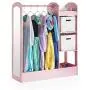 Guidecraft See and Store Dress-up Center ? Pink: Pretend Play Costume Storage Wardrobe for Kids with Mirror & Shelves, Armoire with Bottom Tray, Toddlers Room Furniture