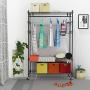 PaPafix Heavy Duty Wire Shelving Unit Garment Rack,Portable Clothes Closet Wardrobe Storage Organizer, with Hanger Bar Wheels+2 Pair Side Hooks, Black