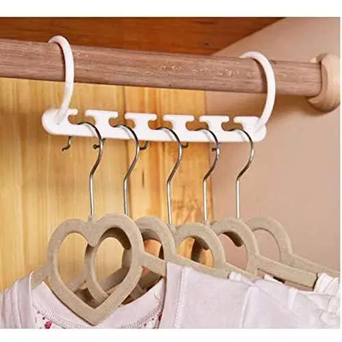 10pcs 5 Hole Magic Hanger Space Saving Hanger Plastic Cloth Hanger Hook Organizer Wardrobe Save Practical Hook Closet Organizer Tool