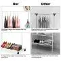 Liusin Portable Clothes Garment Rack On Wheels, Heavy Duty Iron Frame Clothing Rolling Stand Rack Hanging Closet Organizer with Bottom Shelf and Coat Hanger for Home Entryway Bedroom Balcony, White