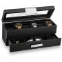 Glenor Co Watch Boxes with Valet Drawer for Men - 6 Slot Luxury Watch Case Display Organizer, Carbon Fiber Design -Metal Buckle for Mens Jewelry Watches, Mens Storage Holder Boxes has a Large Glass Top Glenor Co Watch Boxes with Valet Drawer for Men - 6 Slot Luxury Watch Case Display Organizer, Carbon Fiber Design -Metal Buckle for Mens Jewelry Watches, Mens Storage Holder Boxes has a Large Glass Top