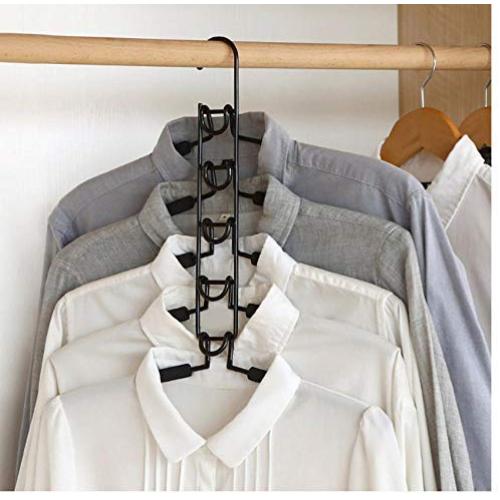 2pcs 5 in 1 Multi-Layer Clothes Hangers Space-Saving Multiple Non-Slip Hanger for Wardrobe
