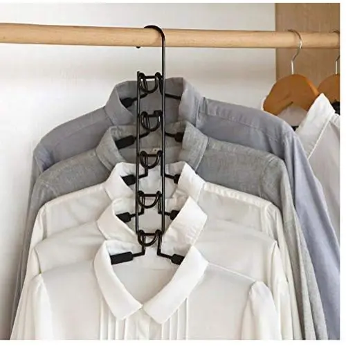 2pcs 5 in 1 Multi-Layer Clothes Hangers Space-Saving Multiple Non-Slip Hanger for Wardrobe
