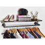 Clothes Rack With 24" Shelf, Rustic Clothing Rack, Industrial Open Shelving, Pipe Shelf with Hanger Rack