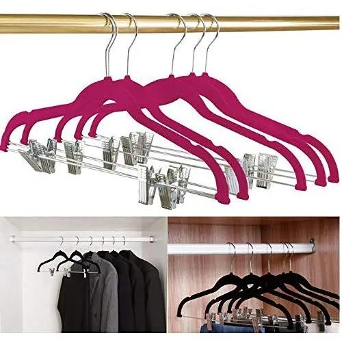 10 Pack with Clips Multifunction Velvet Drying Rack Garment Suit Non-Slip Closet Clothes Hangers Laundry Wardrobe Organizer Random Color 10 Pack with Clips Multifunction Velvet Drying Rack Garment Suit Non-Slip Closet Clothes Hangers Laundry Wardrobe Organizer Random Color