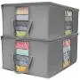 Sorbus Foldable Storage Bag Organizers, Large Clear Window & Carry Handles, Great for Clothes, Blankets, Closets, Bedrooms, and More (Gray)