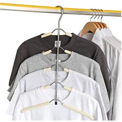 5pcs Random Color Multilayer Fish Bone Shape Stainless Steel Clothing Storage Racks, Clothes Hanger Storage Holder Wardrobe Laundry Drying Rack