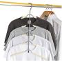5pcs Random Color Multilayer Fish Bone Shape Stainless Steel Clothing Storage Racks, Clothes Hanger Storage Holder Wardrobe Laundry Drying Rack