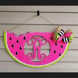 Monogram Watermelon Door Hanger/Wood Summer Door Hanger/Monogram Door Hanger/Watermelon Initial Door Hanger Monogram