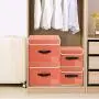 Janes Home 4 Pack Storage Bins Boxes Linen Collapsible Cube Set Organizer Basket with Lid & Handle, Foldable Fabric Containers for Clothes, Toys, Closet, Office, Nursery (Grey and Orange)