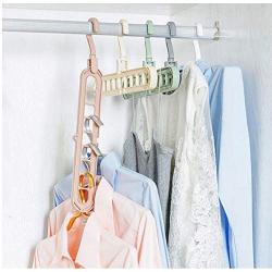 10pcs Random Color Multi-Functional 9 Holes Clothes Hanger Skirt Shirt Coat Drying Hang Rack Wardrobe Storage Organizer Space-Saving Cabide