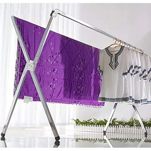 Decor Hut Laundry Drying Rack Chrome Foldable Indoor and Outdoor Use Folds Flat Easy Storage