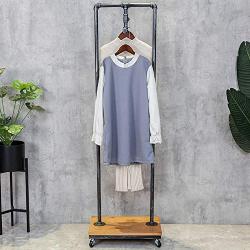 HANS CAO Industrial Heavy Duty Rolling Garment Rack with Storage Shelves, Free-Standing Clothes Hanger, Garment Display Stand, 15.7L x 15.7W x 63H