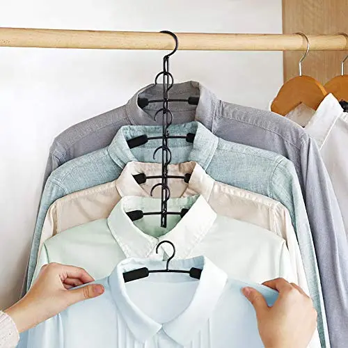 Clothes Hangers, 5 in 1 Space Saving Hangers Multilayer Metal Hangers EVA Sponge Non-Slip Suit Hangers Detachable Hangers for Suit Coat Shirt Skirt Pants Clothes Hangers, 5 in 1 Space Saving Hangers Multilayer Metal Hangers EVA Sponge Non-Slip Suit Hangers Detachable Hangers for Suit Coat Shirt Skirt Pants