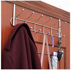 Clothes Hangers Rack Over Door Stainless Steel 12 Hooks,Clothing Coat Hanger Kitchen Bedroom Home Storage Decoration