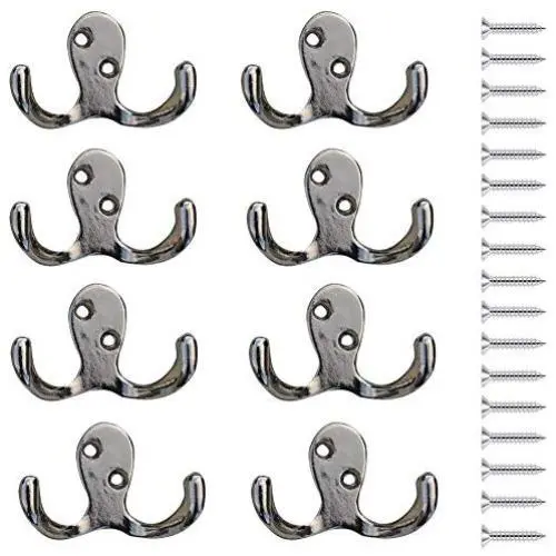 Rustic Coat Hooks Double Prong Wall Mounted 12 Packs with 28 Screws 20 LB Utility Hooks Heavy Duty Towel Hooks Retro Double Hooks for Coat, Scarf, Bag, Towel, Key, Cap, Cup (4# Silver 8 Pack) Rustic Coat Hooks Double Prong Wall Mounted 12 Packs with 28 Screws 20 LB Utility Hooks Heavy Duty Towel Hooks Retro Double Hooks for Coat, Scarf, Bag, Towel, Key, Cap, Cup (4# Silver 8 Pack)