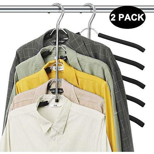 DOIOWN Blouse Tree Hangers Clothes Hangers Non Slip Space Saving Stainless Steel Shirt Hangers Coats Hangers Closet Organizer (2, Black)
