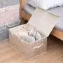 Prandom Large Foldable Storage Bins with Lids Fabric Decorative Storage Boxes Cubes Organizer Containers Baskets with Cover Handles Removable Divider for Bedroom Closet Nursery 17.3x11.8x9.8 Inch 3 Pack