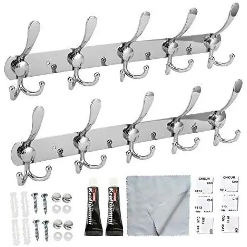 Syrace Wall Mount Coat Hook Chrome Finish Coat Robe Hat Clothes Hanger Towel Rack, Can Also Use As Nail-Free Utensil Coat Hooks 2 Pack Syrace Wall Mount Coat Hook Chrome Finish Coat Robe Hat Clothes Hanger Towel Rack, Can Also Use As Nail-Free Utensil Coat Hooks 2 Pack