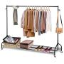 Ejoyous Rolling Garment Rack, Heavy Duty Movable Clothing Hanging Rack Commercial Grade Clothes Rail Display Stand Storage Organizer on Wheel with Bottom Shelf