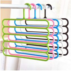 5pcs Random Color Pants Hangers Holders Multifunction Trousers Hanger Tie Scarfs Belt Towel Non-Slip Magic Hanger Storage Rack Clothes Hanger