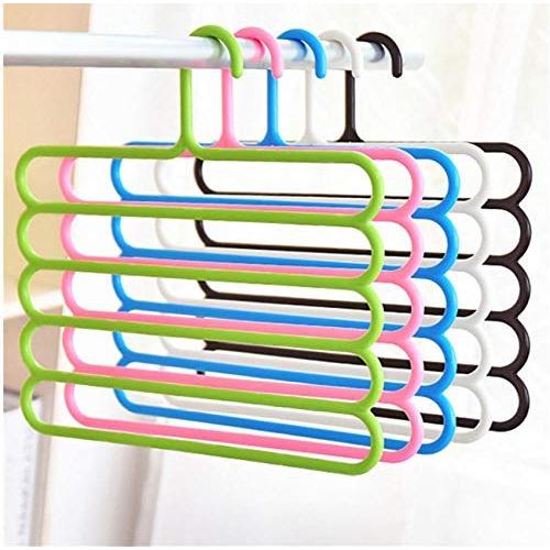 5pcs Random Color Pants Hangers Holders Multifunction Trousers Hanger Tie Scarfs Belt Towel Non-Slip Magic Hanger Storage Rack Clothes Hanger