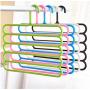 5pcs Random Color Pants Hangers Holders Multifunction Trousers Hanger Tie Scarfs Belt Towel Non-Slip Magic Hanger Storage Rack Clothes Hanger