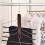 4 Tier Hanger Multifunctional Wood Hanger 4 Layer Shirt Clothes Foldable Pants Rack 4 Layers Hangers for for Jeans Trousers Skirts Scarf