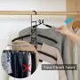 DDSKY 2-Pack 5 in 1 Anti-Slip EVA Metal Clothes Hanger Multi-Layered Clothing Hangers for Hanging Closet Storage Space Saving Organizer