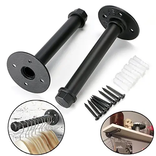 Sumnacon 2 Pcs 7.7 Inch Industrial Pipe Clothes Bar - Heavy Duty Rustic Metal Coat Hanger with Screws, Wall-Mounted Garment Holder Rack for Bedroom/Bathroom/Cabinet/Boutique/Clothing Store, Black Sumnacon 2 Pcs 7.7 Inch Industrial Pipe Clothes Bar - Heavy Duty Rustic Metal Coat Hanger with Screws, Wall-Mounted Garment Holder Rack for Bedroom/Bathroom/Cabinet/Boutique/Clothing Store, Black