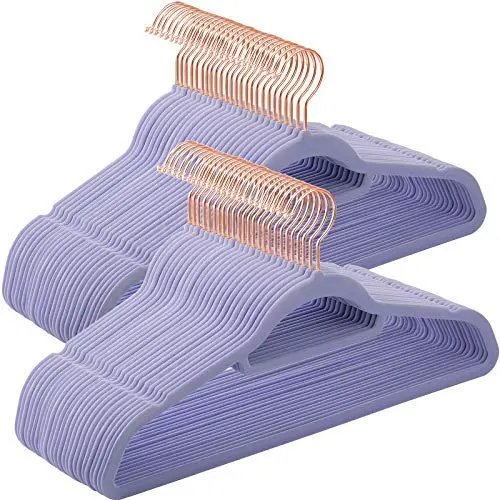 SONGMICS Velvet Hangers, 50 Pack, Non-Slip Clothes Hanger with Rose Gold Color Swivel Hook, 0.2” Thick and Space Saving, 17.7” Wide for Coat, Shirt, Dress, Trousers, Ties, Light Purple UCRF21PL50 SONGMICS Velvet Hangers, 50 Pack, Non-Slip Clothes Hanger with Rose Gold Color Swivel Hook, 0.2” Thick and Space Saving, 17.7” Wide for Coat, Shirt, Dress, Trousers, Ties, Light Purple UCRF21PL50