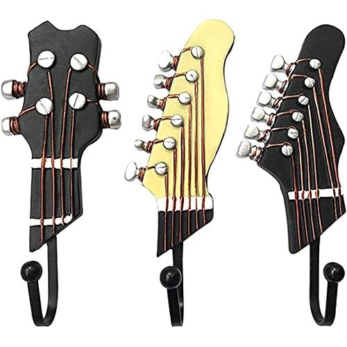 Gaobei Creative Daisy Resin Wall Hooks Wall Mounted Art Flower Iron Hook Hand-Painted Hanging Coat/Hat/Key/Towel Hooks Home Decoration (Guitar Shaped)