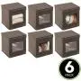 mDesign Soft Fabric Stackable Closet Storage Organizer Boxes with Clear Window and Attached Hinged Lid for Bedroom, Hallway, Entryway, Closets, 6 Pack - Espresso Brown mDesign Soft Fabric Stackable Closet Storage Organizer Boxes with Clear Window and Attached Hinged Lid for Bedroom, Hallway, Entryway, Closets, 6 Pack - Espresso Brown
