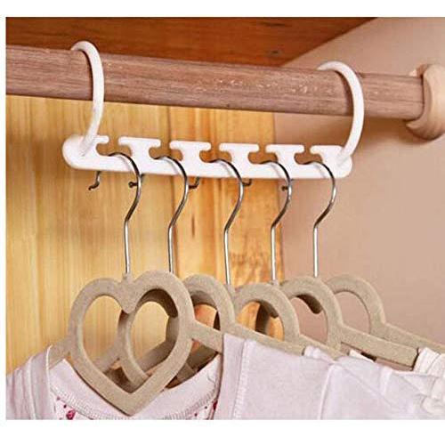 10pcs 5 Hole Magic Hanger Space Saving Hanger Plastic Cloth Hanger Hook Organizer Wardrobe Save Practical Hook Closet Organizer Tool