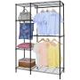 Finnhomy Heavy Duty Wire Shelving Garment Rack for Closet Organizer Portable Clothes Wardrobe Storage with Adjustable Shelves and Hangers,Thicken Steel Tube，Black