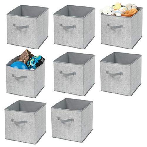 mDesign Soft Fabric Closet Storage Organizer Bin Boxes - Front Handle, for Cube Furniture Shelving Units Bedroom, Nursery, Toy Room - Textured Print - Large, 8 Pack - Gray mDesign Soft Fabric Closet Storage Organizer Bin Boxes - Front Handle, for Cube Furniture Shelving Units Bedroom, Nursery, Toy Room - Textured Print - Large, 8 Pack - Gray