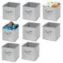 mDesign Soft Fabric Closet Storage Organizer Bin Boxes - Front Handle, for Cube Furniture Shelving Units Bedroom, Nursery, Toy Room - Textured Print - Large, 8 Pack - Gray