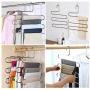 YCAMMIN Pants Hangers S-Type Stainless Steel Trousers Rack/5 Layers Multi-Purpose Closet Hangers Saver Storage Rack for Clothes/Towel/ Scarf/Trousers/ Tie etc(2 Pcs)