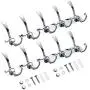WinArrow Wall Mount Coat Hook, Double Hooks Designed 15 Hooks Solid Stainless Steel Towel Hook Coat Hat Clothes Hanger 2 Pack Heavy Duty Wall Mount Rack Multipurpose(Silver Grey)