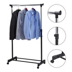 Adjustable Rolling Garment Rack Heavy Duty Clothes Hanger Portable Rail Rack New